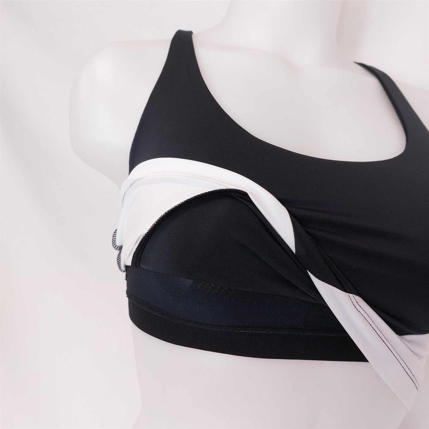 Cycle House Sports Bra Marika Non-Wired Removable Padding Crossback Black White