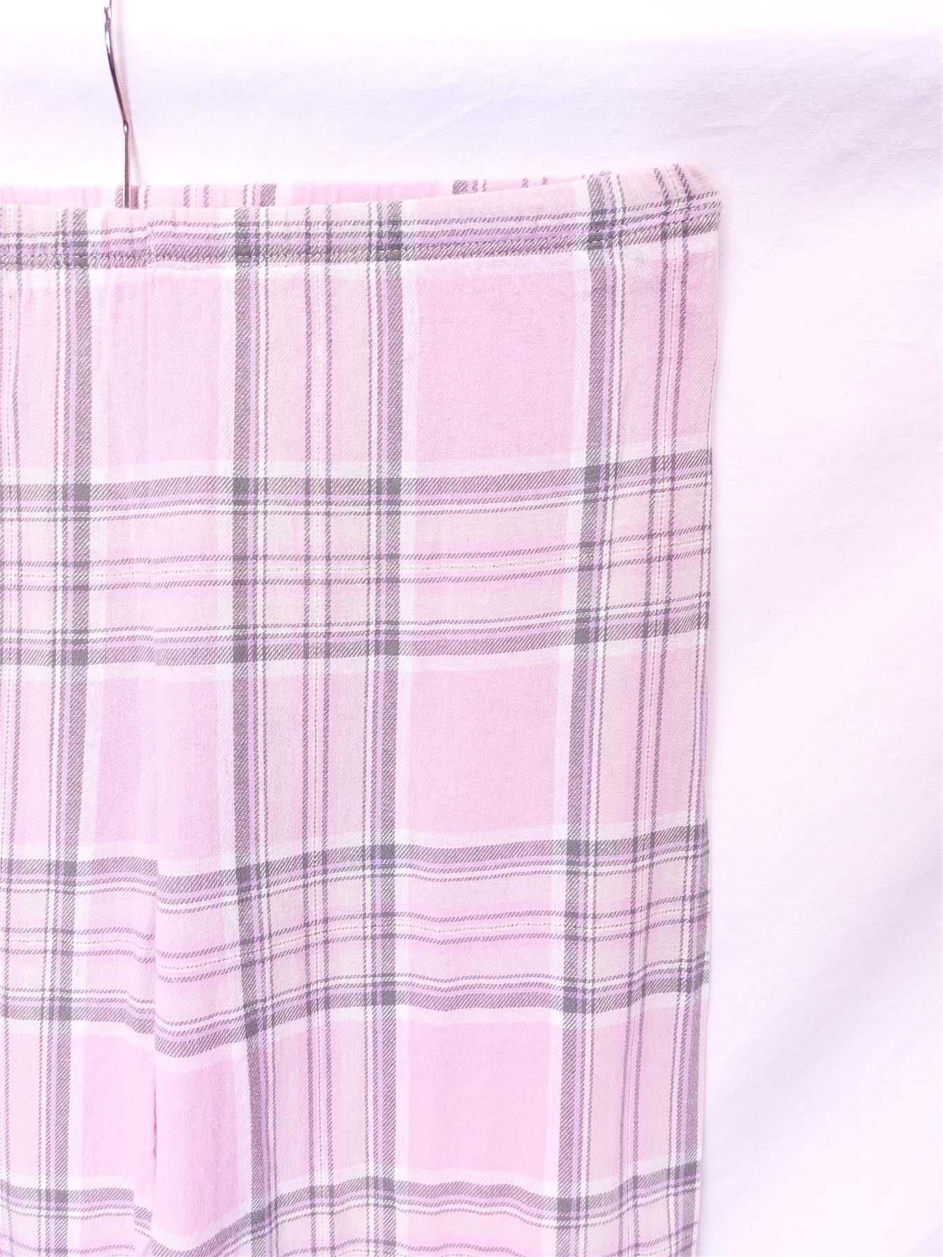 Women's Cotton Pyjama Bottoms Pink Check Sparkly Thread Soft Comfy PJ Pants 8-24