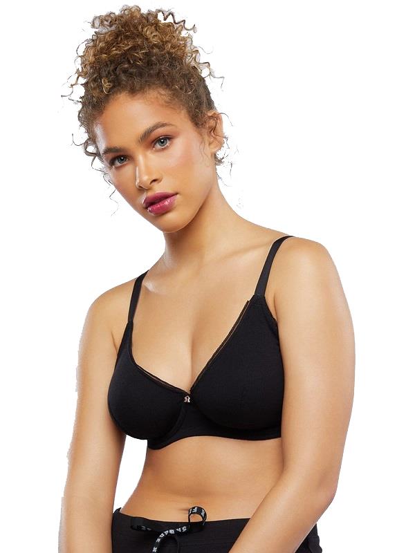 Ex Savage Rib Wired Non-Padded Unlined Demi Cup Bra