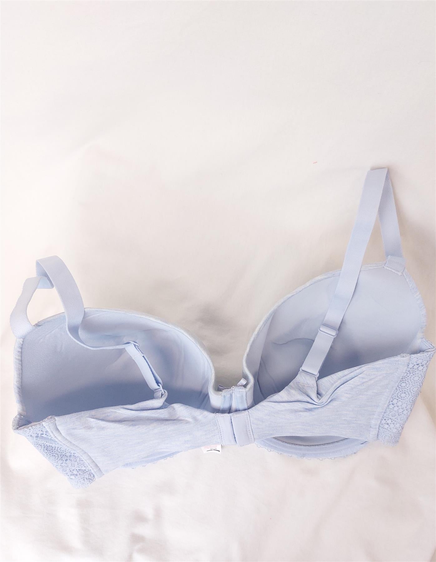 Super Soft & Lightly Lined Comfortable Wired Lace Foam Bra - Blue